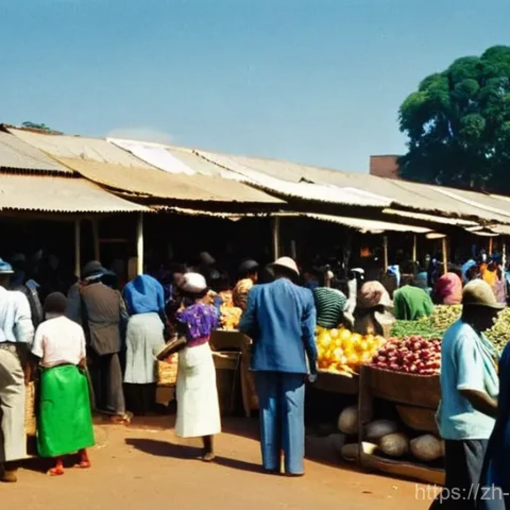 짐바브웨 화폐 역사 - The Glory Days of the Zimbabwean Dollar**
"A vibrant and bustling market scene in Harare, Zimbab...