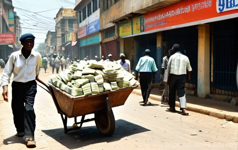 짐바브웨 화폐 역사 - The Glory Days of the Zimbabwean Dollar**
"A vibrant and bustling market scene in Harare, Zimbab... 짐바브웨 화폐 역사 - The Glory Days of the Zimbabwean Dollar**
"A vibrant and bustling market scene in Harare, Zimbab...