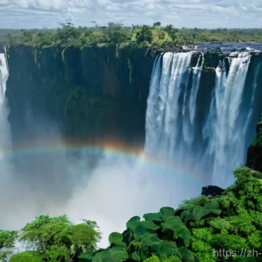 빅토리아 폭포 관광 팁 - **Victoria Falls in the Rainy Season: The Smoke that Thunders**
A wide-angle landscape shot of V...