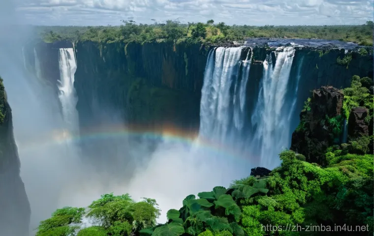 빅토리아 폭포 관광 팁 - **Victoria Falls in the Rainy Season: The Smoke that Thunders**
    A wide-angle landscape shot of V...