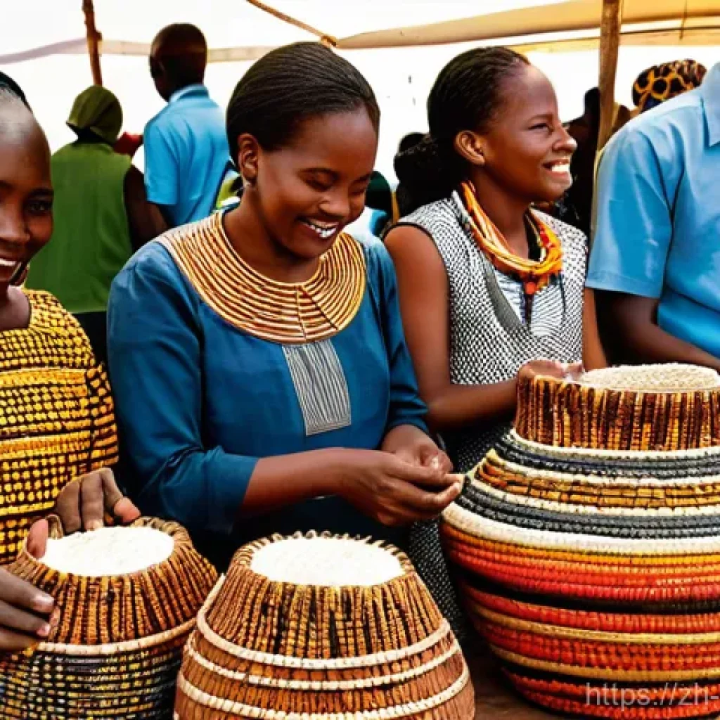 짐바브웨의 공예품 시장 탐방 - **Vibrant Zimbabwean Craft Market Treasure Hunt**
    A bustling and colorful open-air Zimbabwean cr...