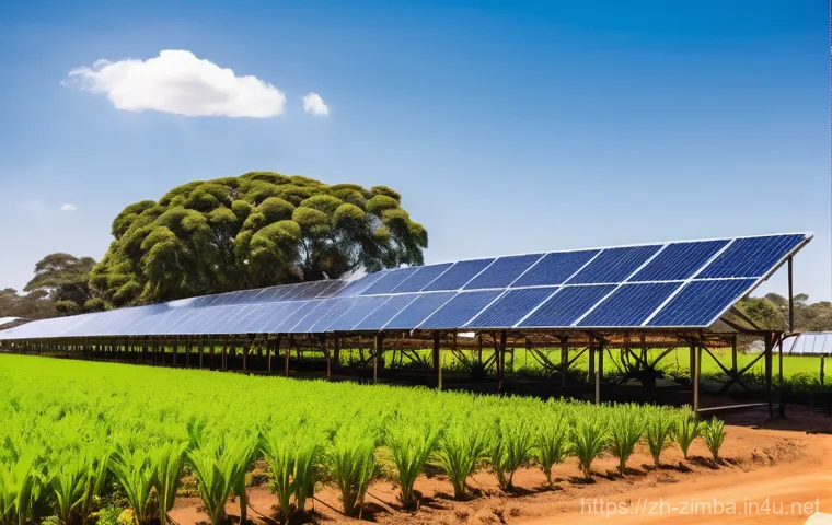 짐바브웨에서 태양광 에너지 활용 - A joyful Zimbabwean family (parents, two children, approximately 8 and 12 years old) gathered in the...